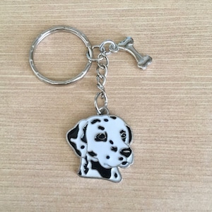 Dalmatian head enamel charm keychain