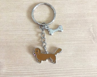 Dachshund brown enamel charm keychain