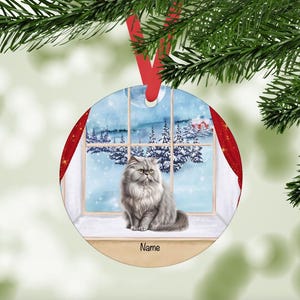 Grey Persian Longhair Cat ornament personalized