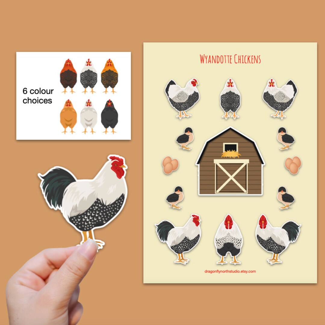 Wyandotte Chicken Sticker Set - Chicken Sticker Sheets - Chicken Breed ...