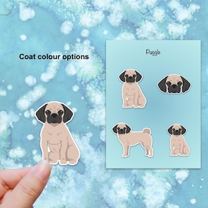 Puggle (Pug/Beagle mix) Vinyl Sticker Set