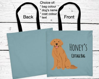 NATSUNO Golden Retriever Tote Bag - Pink Coquette Design, Reusable Canvas Grocery Bag, 15.7x14.9 Inches - View #12