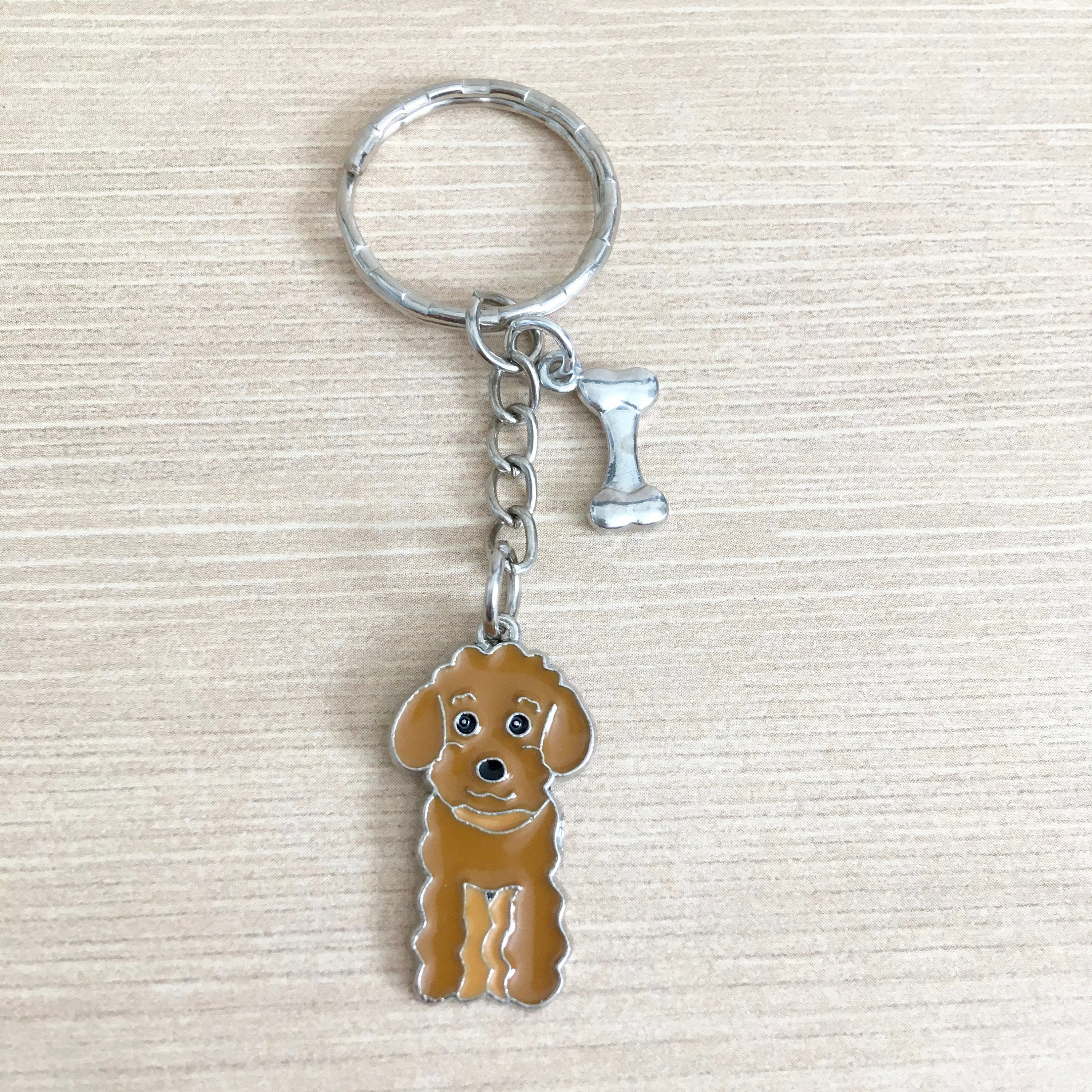 Poodle enamel charm key ring brown Poodle key ring dog | Etsy