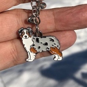 Australian Shepherd (blue merle) enamel keychain