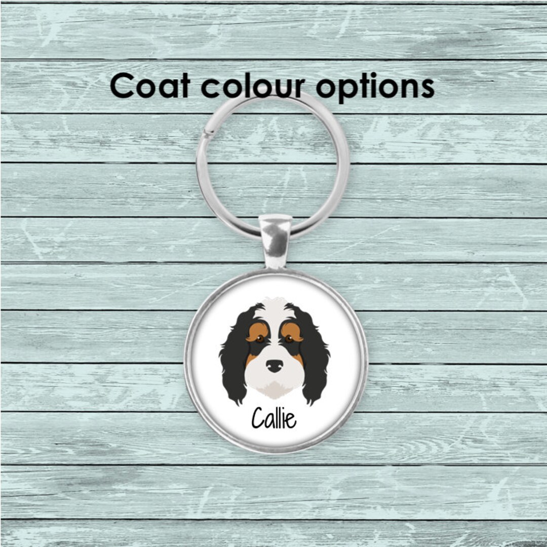 Bernedoodle Head Keychain Personalized Etsy