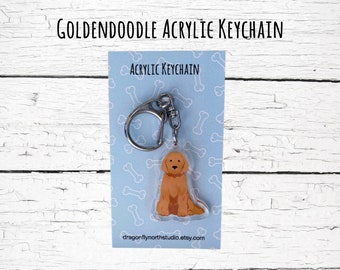 Goldendoodle acrylic zipper pull - UV printed acrylic dog breed keychain - zipper charm
