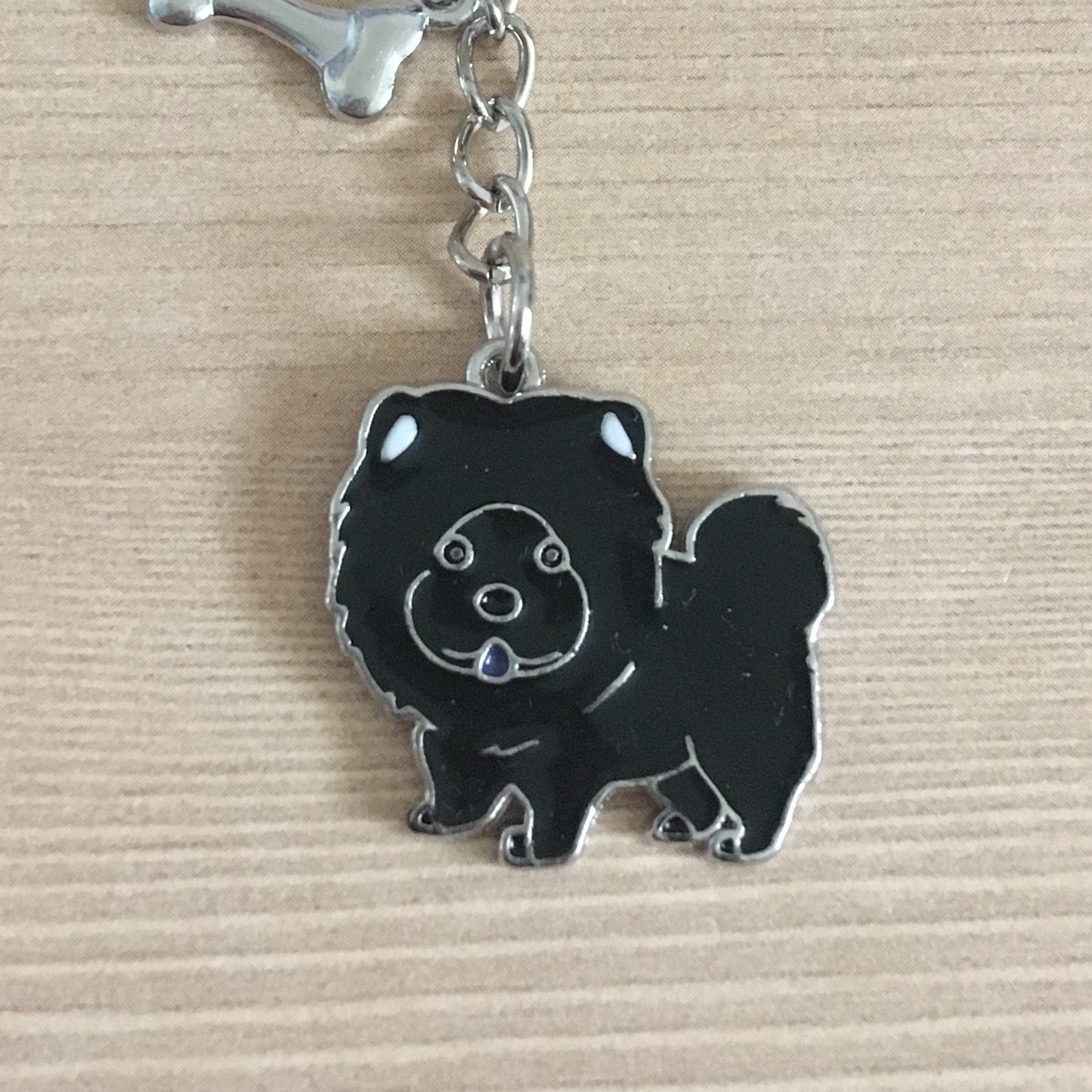 Chow Chow Black Enamel Charm Keychain Etsy