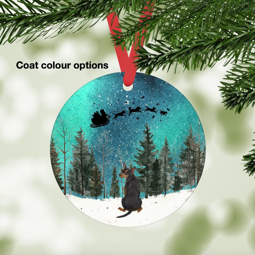 Miniature Pinscher Northern Lights Ornament - Etsy