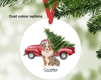 Miniature American Shepherd ornament personalized