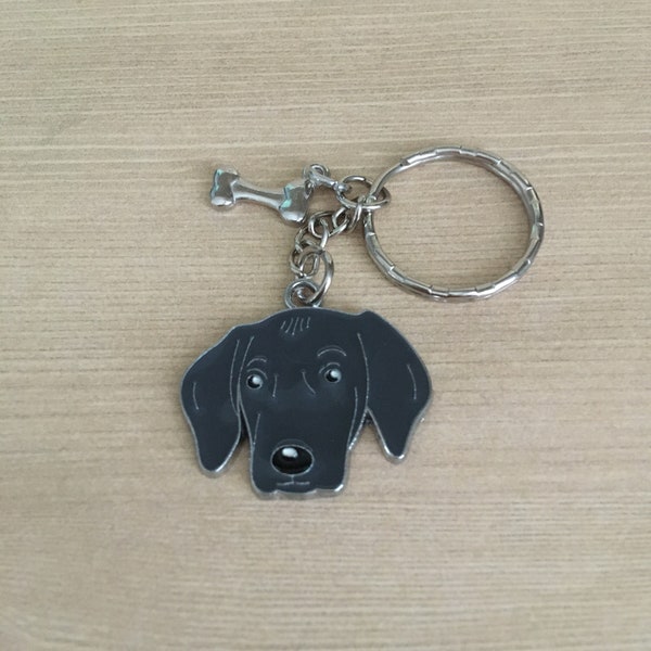 Weimaraner head enamel charm keychain