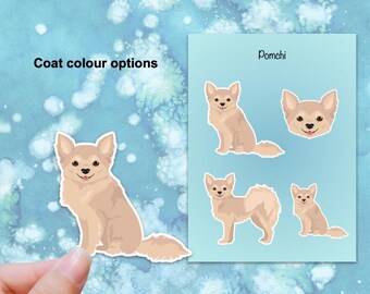Pomchi (Pomeranian/Chihuahua mix) Vinyl Sticker Set