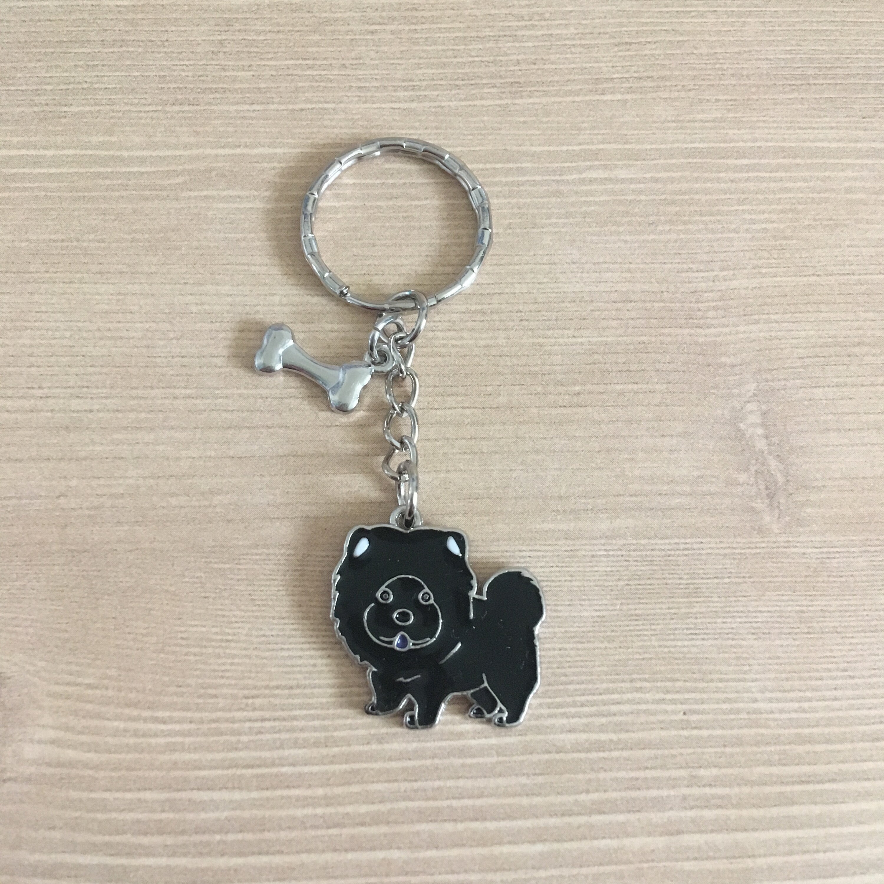 Chow Chow Black Enamel Charm Keychain Etsy