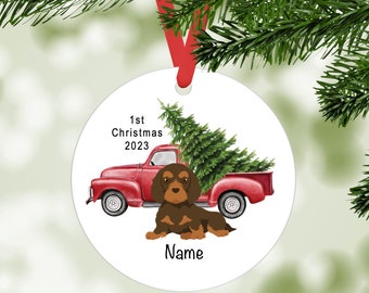 Dachshund puppy (wirehaired) ornament personalized