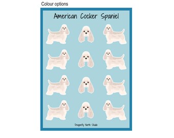 American Cocker Spaniel Vinyl Sticker Sheet