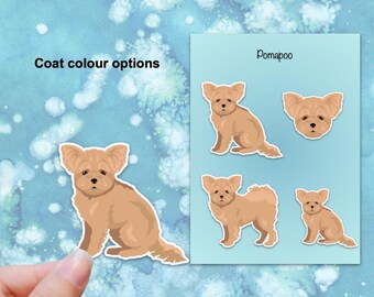 Pomapoo (Pomeranian/Poodle mix) Vinyl Sticker Set