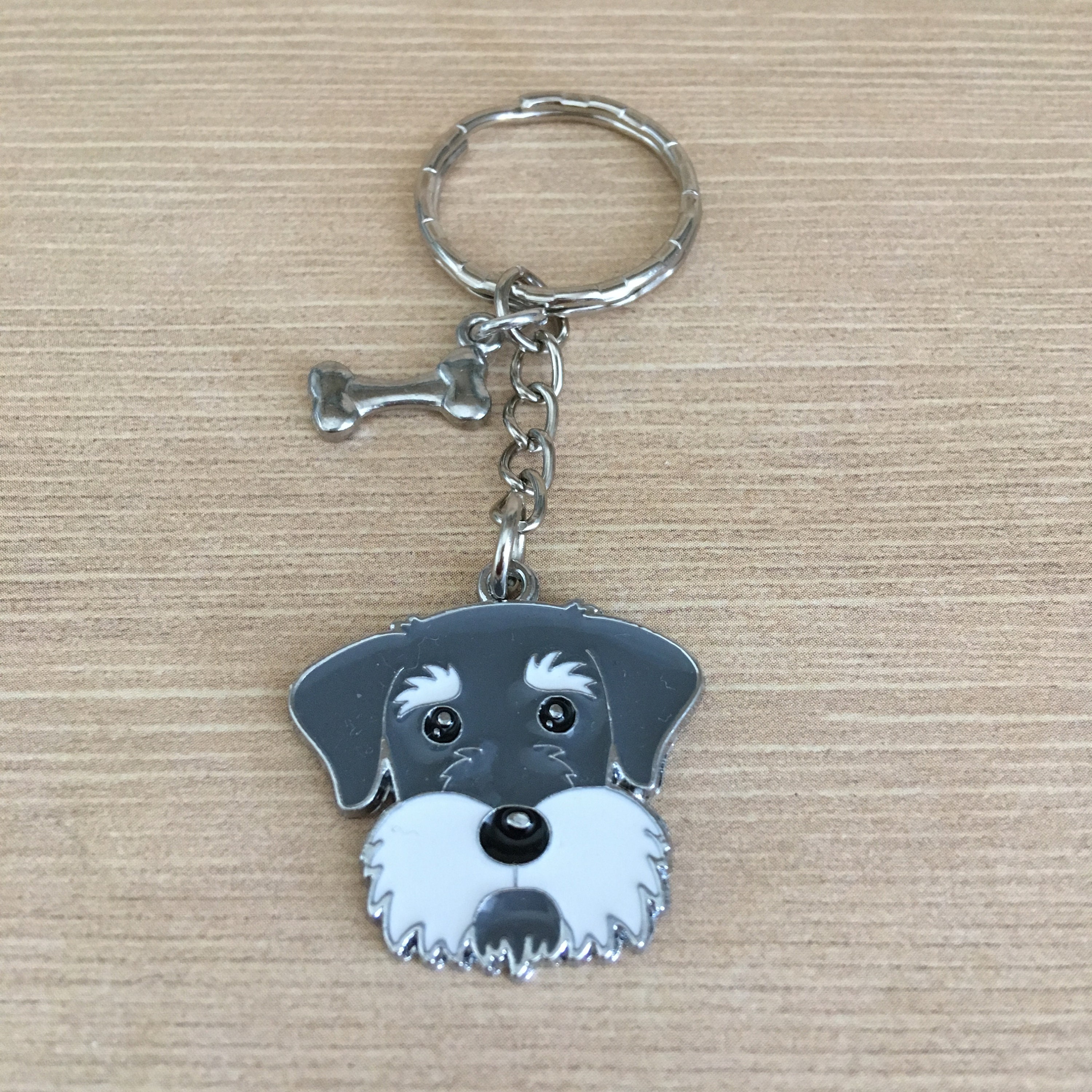 Unique Teddy and Schnauzer Keychains Set Cute Dog Keychain