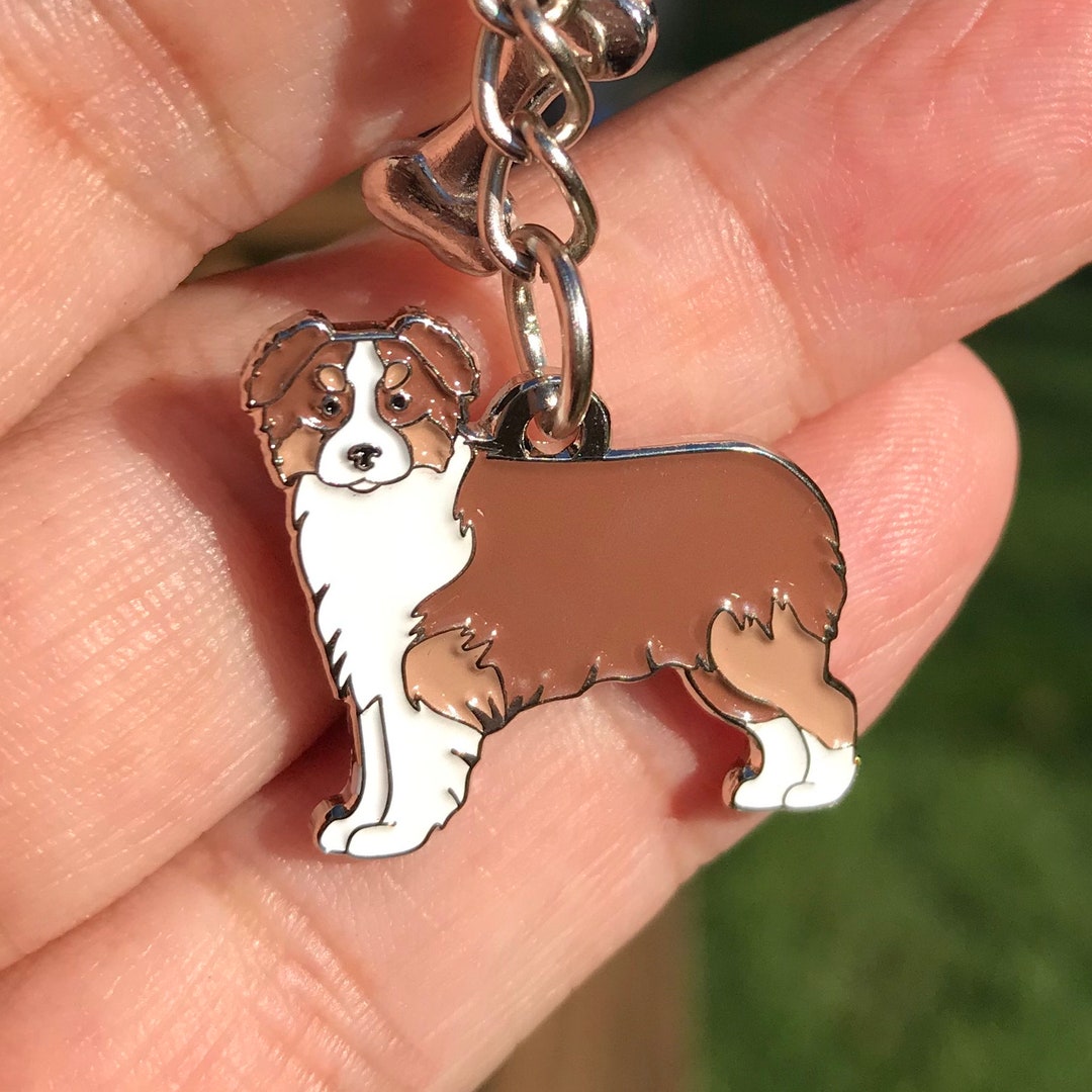 Australian Shepherd red Tri-colour Enamel Keychain - Etsy