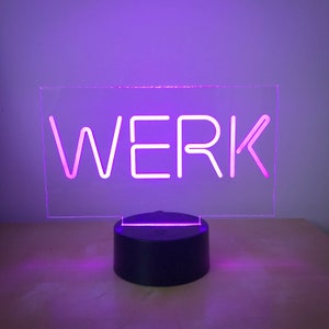 WERK Color-Changing LED Accent Lamp Nightlight Engraved Gift with Remote Control for Drag Race LGBTQ Fans