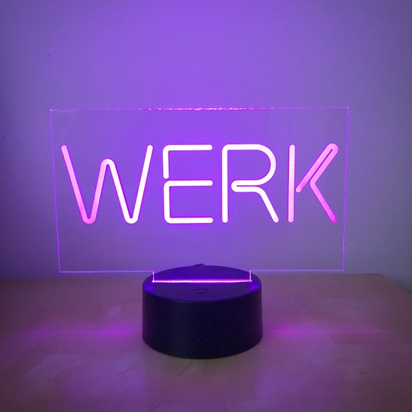 WERK Color-Changing LED Accent Lamp Nightlight Engraved Gift with Remote Control for Drag Race LGBTQ Fans