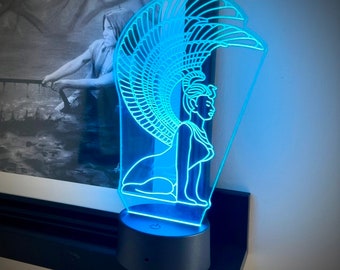 The NeverEnding Story Southern Oracles Sphinx LED Lamp - Engraved Acrylic, Color-Changing with Wireless Remote