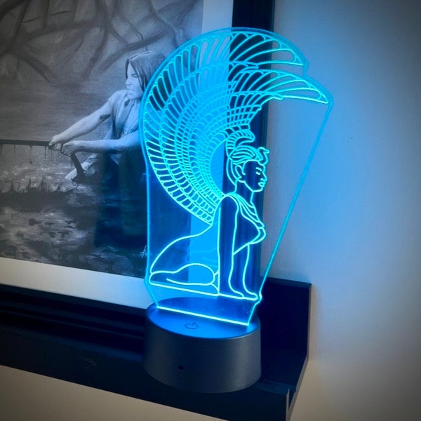 The NeverEnding Story Southern Oracles Sphinx LED Lamp - Engraved Acrylic, Color-Changing with Wireless Remote