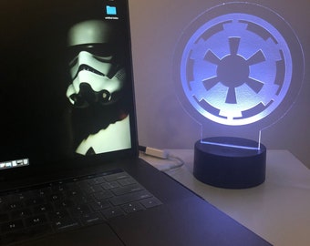 Star Wars Galactic Empire Death Star Tie-Fighter Emperor Palpatine Symbol Color-Changing LED Lamp with Remote