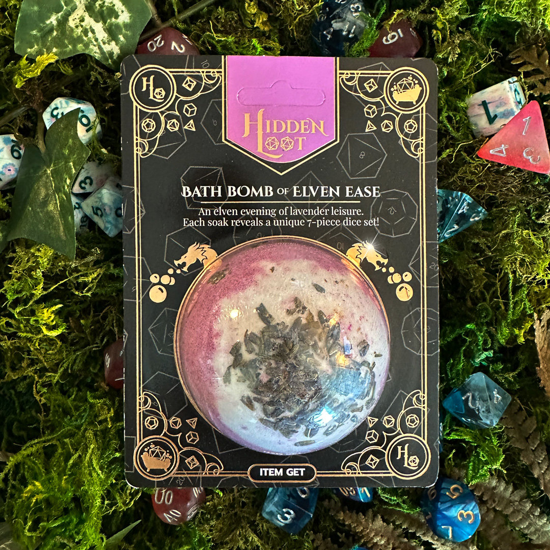 Hidden Loot Bath Bomb of Elven Ease Mystery Dice Lavender Fizz
