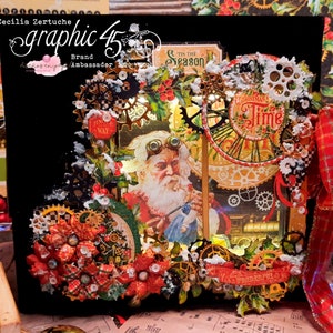 Mini-album tutorial, Graphic 45- Christmas Time | Scrapbooking Cecilia video Tutorial in a PDF.