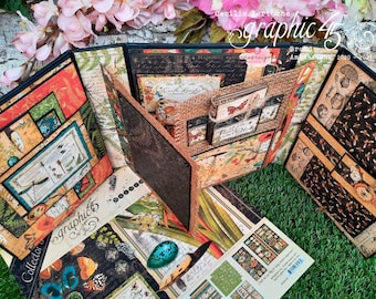 Mini-albumtutorial, Graphic 45, Nature Notebook Photofolio, Scrapbooking Cecilia, album met video-tutorial in een PDF,