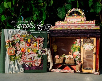 Tutorial mini album, Graphic 45, album e negozio Fruit & Flora, Scrapbooking Cecilia, tutorial video, file PDF