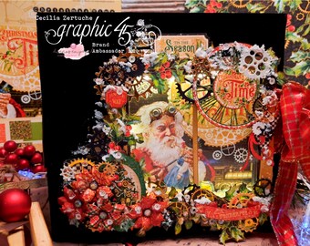 Mini-album tutorial, Graphic 45- Christmas Time | Scrapbooking Cecilia video Tutorial in a PDF.