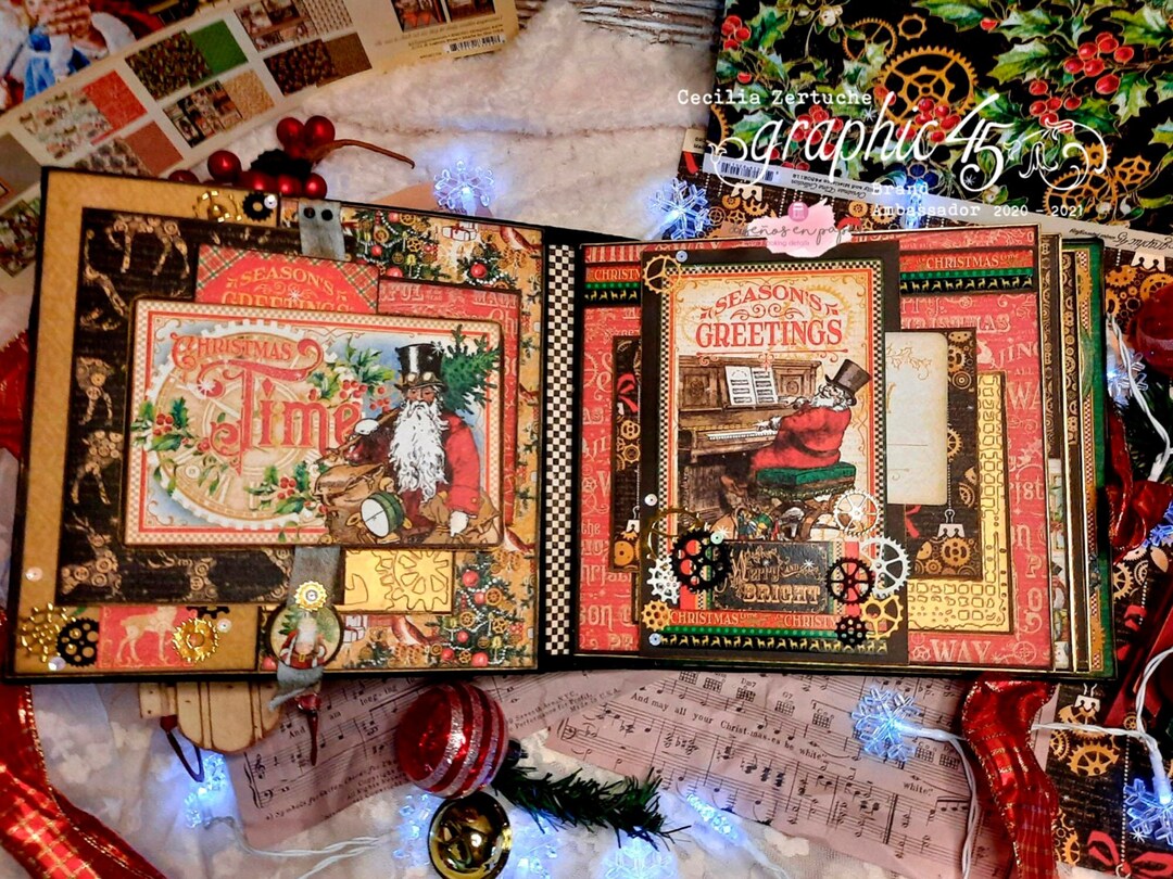 Mini-album Tutorial, Graphic 45- Christmas Time | Scrapbooking Cecilia ...