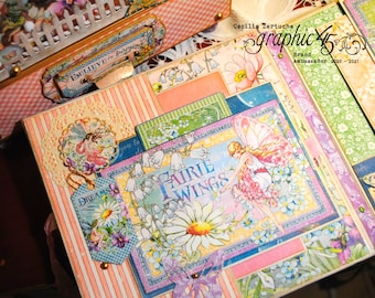 Mini album tutorial, album grafico 45 Fairie Wings e supporto, video tutorial in PDF, Scrapbooking Cecilia