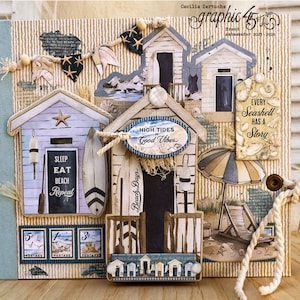 The Beach is Calling / Gráfico 45. Tutorial de álbum con temática de playa. Álbum de vacaciones de verano DIY. Videotutorial en PDF de Scrapbooking Cecilia