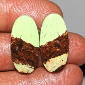 Designer Lemon Chrysoprase Pair-100% Natural Lemon Chrysoprase Cabochon-Lemon Chrysoprase Gemstones For Jewelry 24x12x4 MM 20.30 Carat A-100