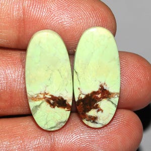 Designer Lemon Chrysoprase Pair-100% Natural Lemon Chrysoprase Cabochon-Lemon Chrysoprase Gemstones For Jewelry 24x11x4 MM 23.40 Carat A-102