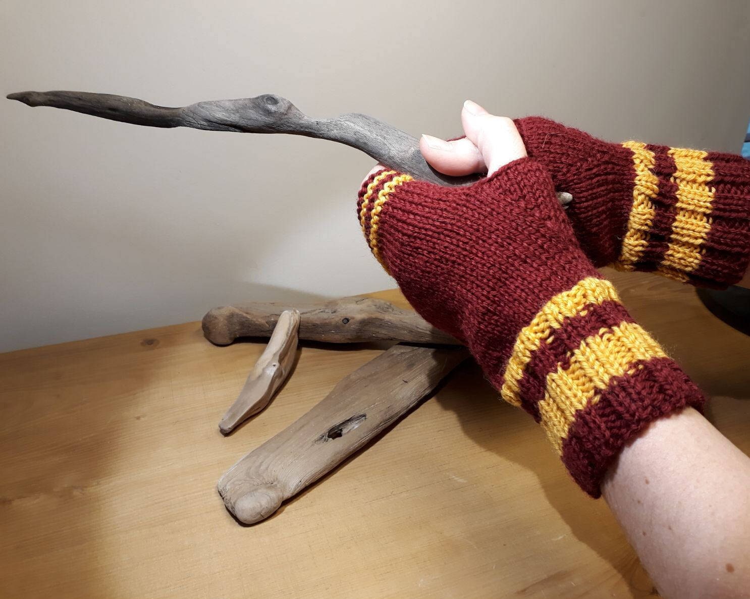 Harry Potter Inspired Fingerless Gloves Hogwarts House Etsy