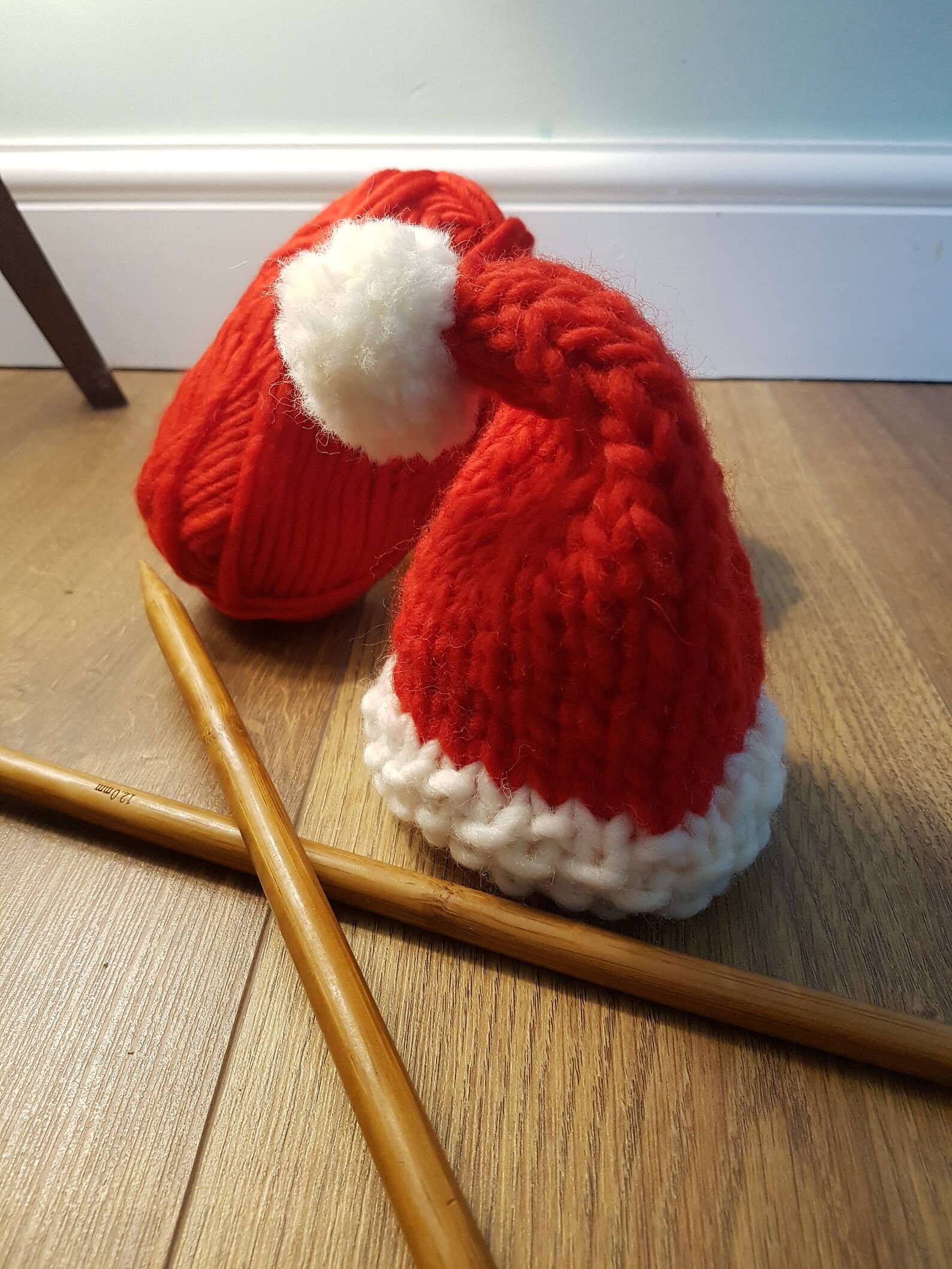 Santa Hat Hand Knitted 100 Pure Wool Handmade Festive Hat Etsy