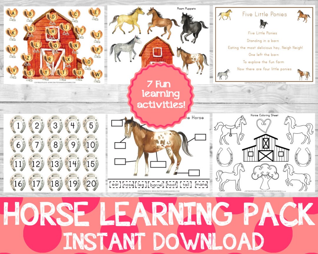 Horse Learning Pack, Horse Preschool Pack,instant DOWNLOAD - Etsy