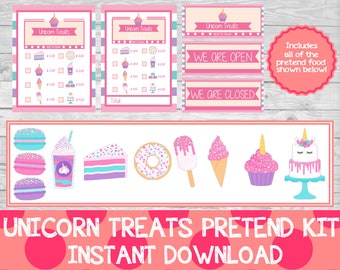 Unicorn Treats Shop Pretend Kit, Pretend Play Printables,INSTANT DOWNLOAD