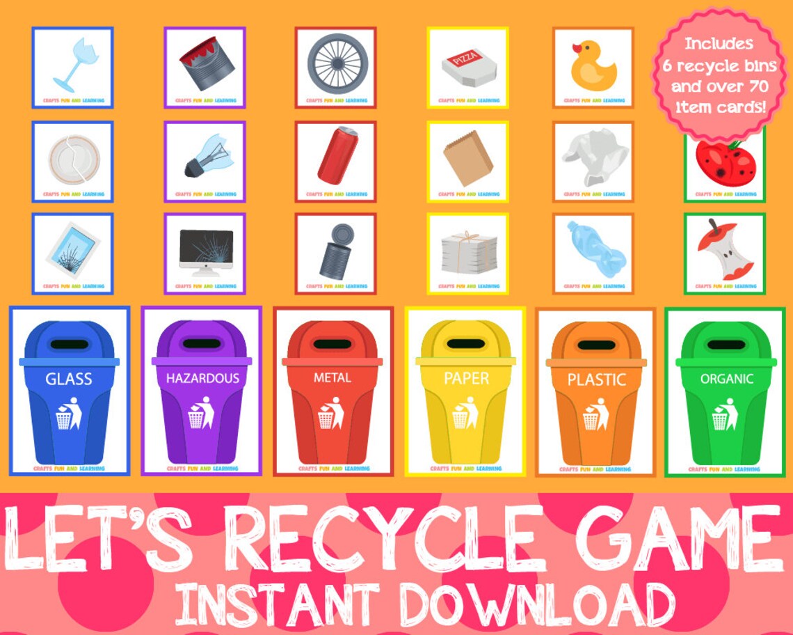 Let s Recycle Game Recycle Sorting Game Waste Sorting Etsy