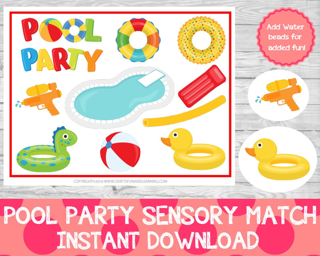 Pool Party Sensory Match RED, Pool Party Look and Find,summer Learning ...