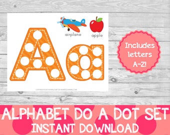Alphabet Do A Dot Printable Set, A-Z (Digital Download)