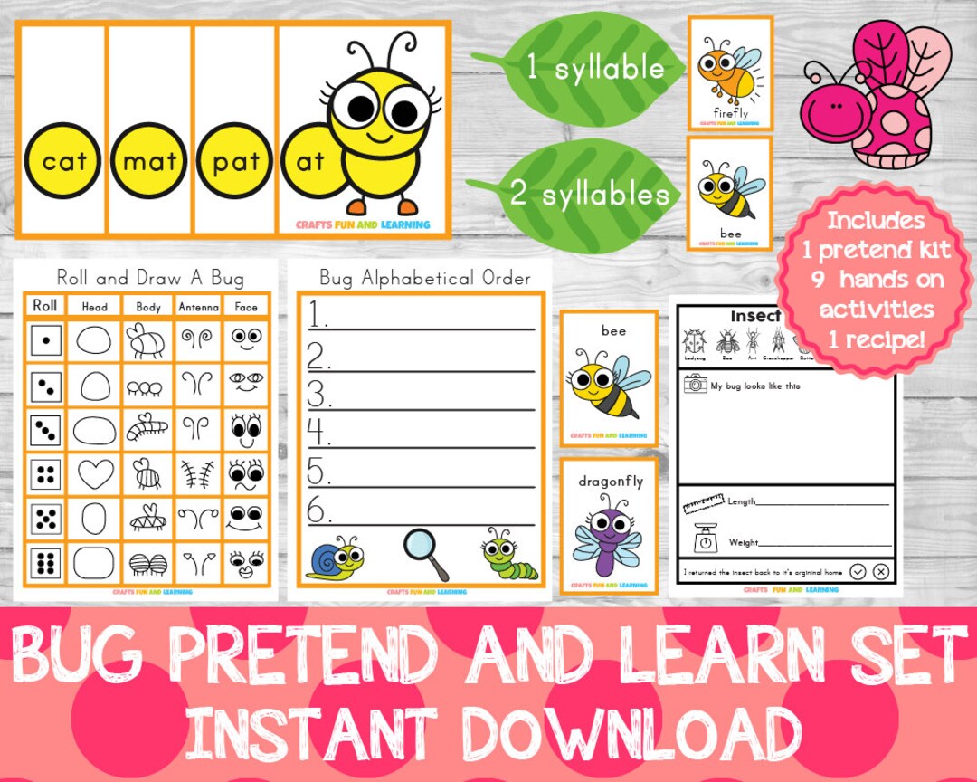 Bug Pretend and Learn Set Bug Preschool Pack Bug Learning