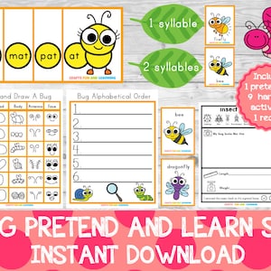 Bug Pretend and Learn Set, Bug Preschool Pack, Bug Learning Pack