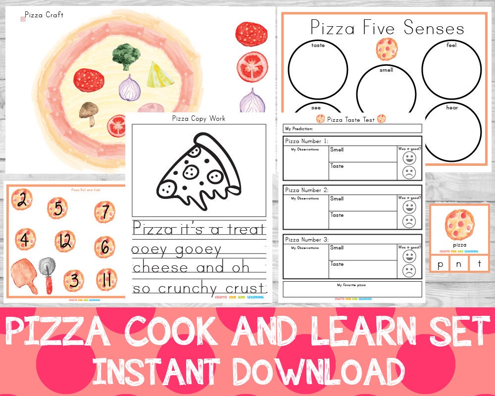 Pizza Cook and Learn Set, Food Learning Pack, Food Preschool Pack