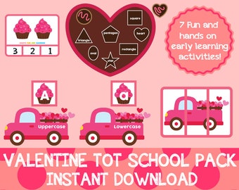 Valentine Tot School Pack, Valentine Preschool Pack, Valentine's Day Pack