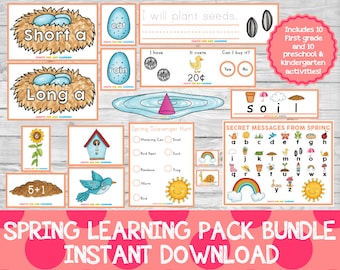Spring Learning Pack Bundle, Preschool, Kindergarten, First Grade (Digital Download)