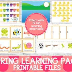 Spring Learning Pack, Spring Preschool Pack, Learning Printables, Preschool Worksheets,Spring Activities,Instant Download, INSTANT DOWNLOAD