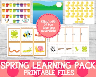 Spring Preschool Learning Activities, Worksheets (Instant Download)